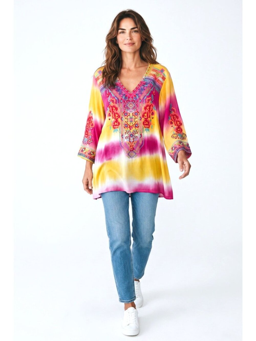Caleaas Embroidered Boho Festival Tunic size Large - Picture 9 of 9